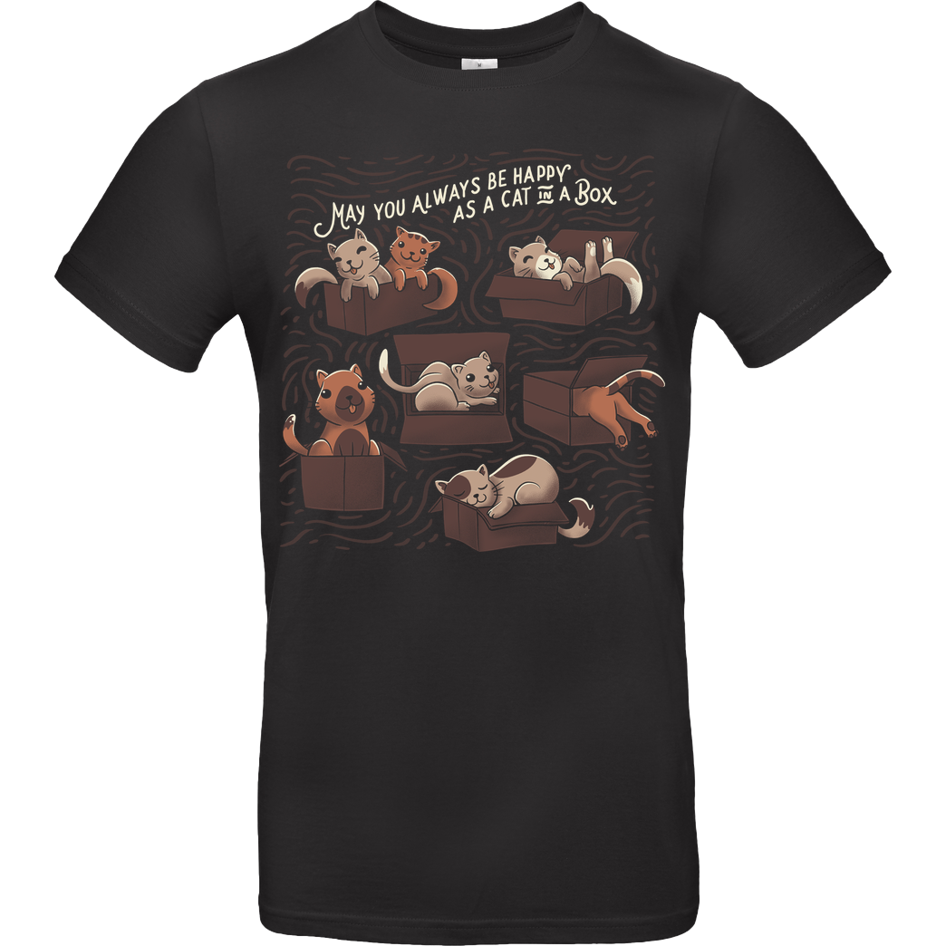 EduEly Cats in a Box T-Shirt B&C EXACT 190 - Schwarz