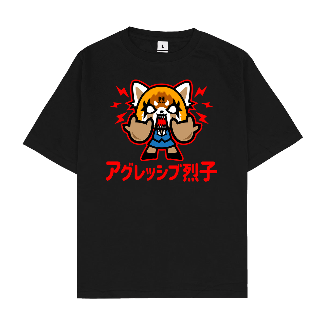 Demonigote Shirts Chibi Aggretsuko T-Shirt Oversize T-Shirt - Schwarz