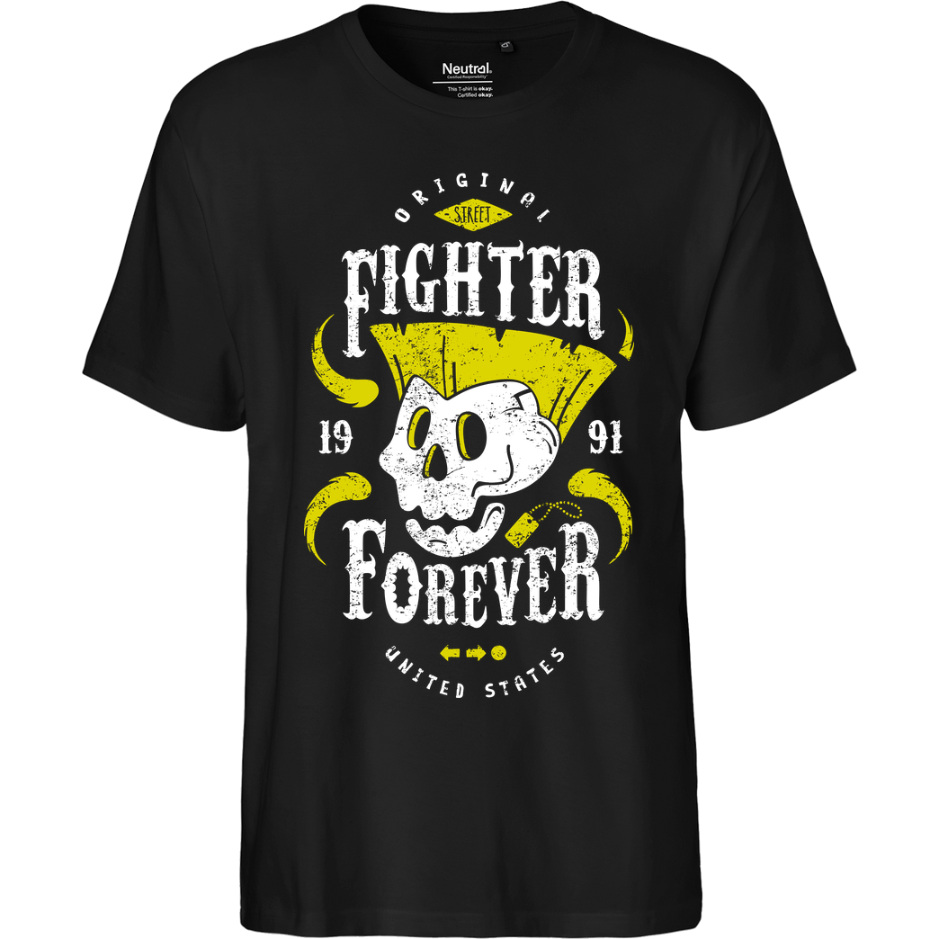OlipopArt Fighter Forever - Guile T-Shirt Fairtrade T-Shirt - schwarz