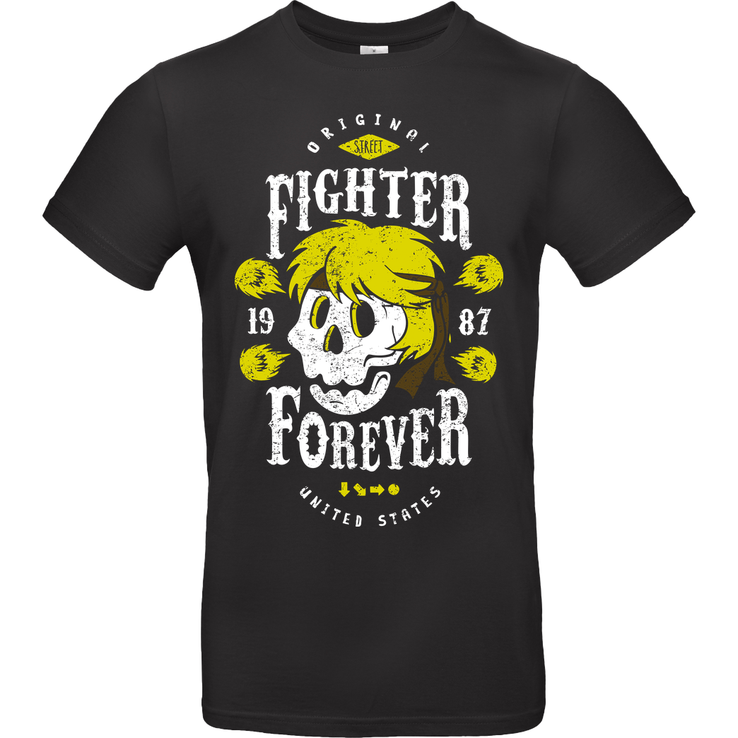 OlipopArt Fighter Forever - Ken T-Shirt B&C EXACT 190 - Schwarz