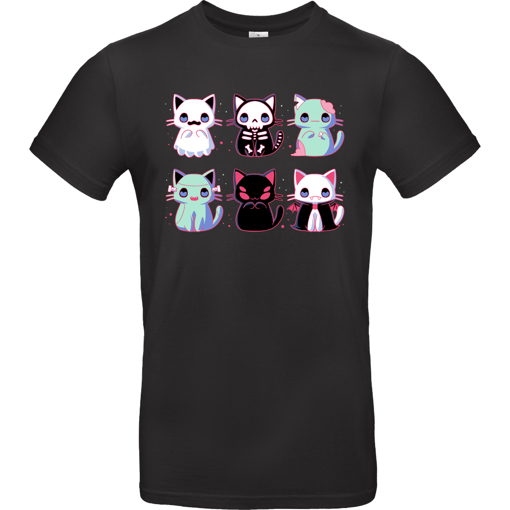 xMorfina Halloween Cats T-Shirt B&C EXACT 190 - Schwarz