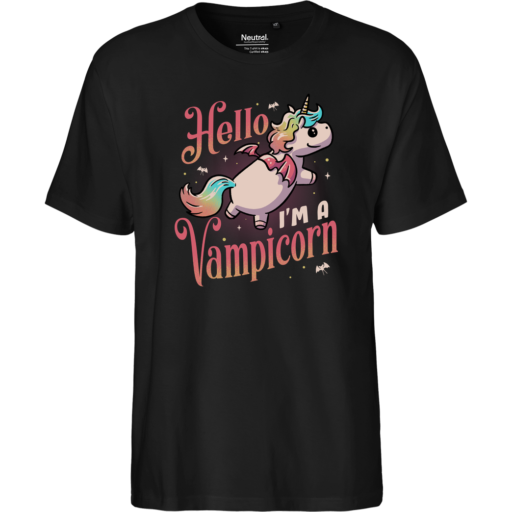 EduEly Hello, I_m A Vampicorn T-Shirt Fairtrade T-Shirt - schwarz