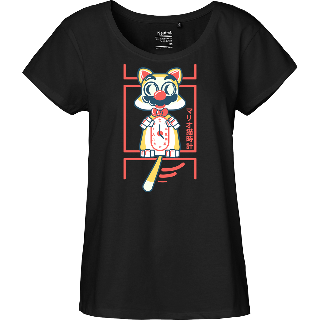 sketchdemao Kit cat clock T-Shirt Fairtrade Loose Fit Girlie - schwarz