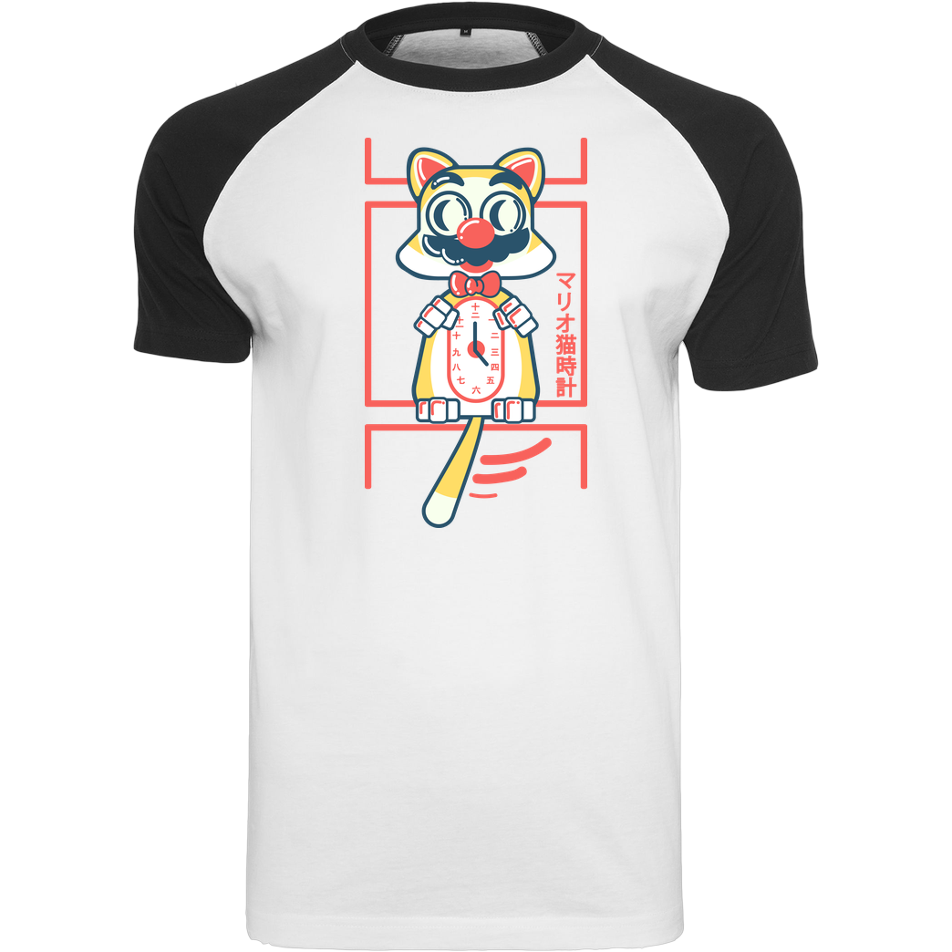 sketchdemao Kit cat clock T-Shirt Raglan-Shirt weiß