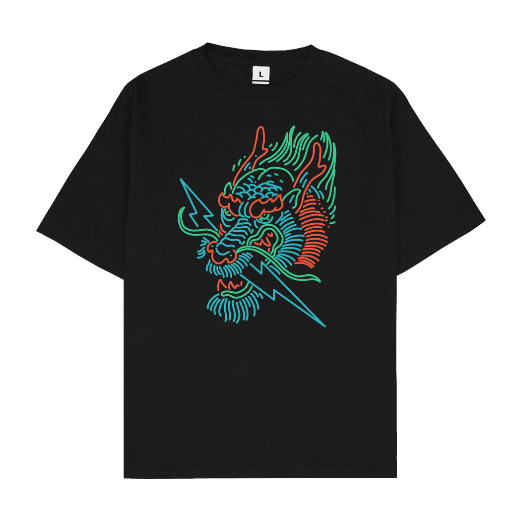 Jonz Neon Dragon T-Shirt Oversize T-Shirt - Schwarz