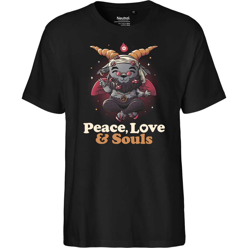 EduEly Peace, Love And Souls T-Shirt Fairtrade T-Shirt - schwarz