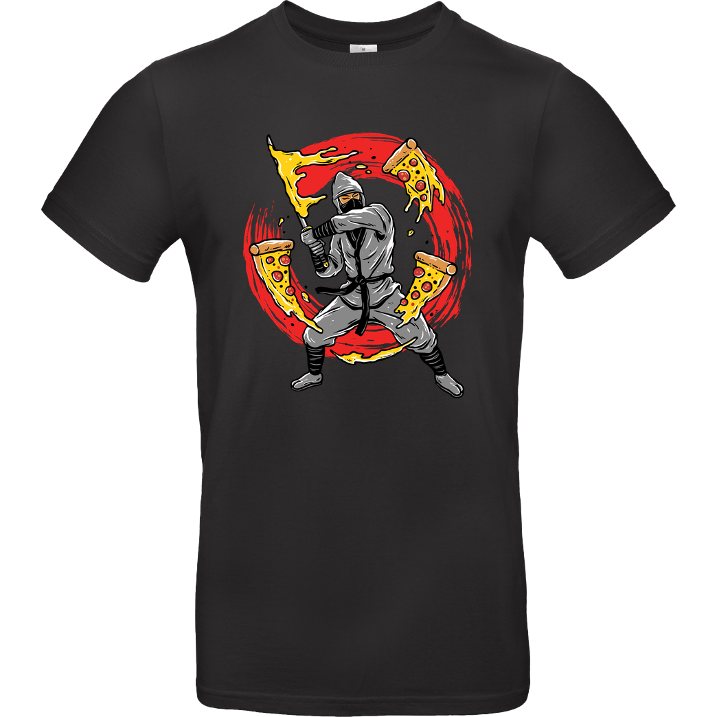 glitchygorilla Pizza Ninja T-Shirt B&C EXACT 190 - Schwarz