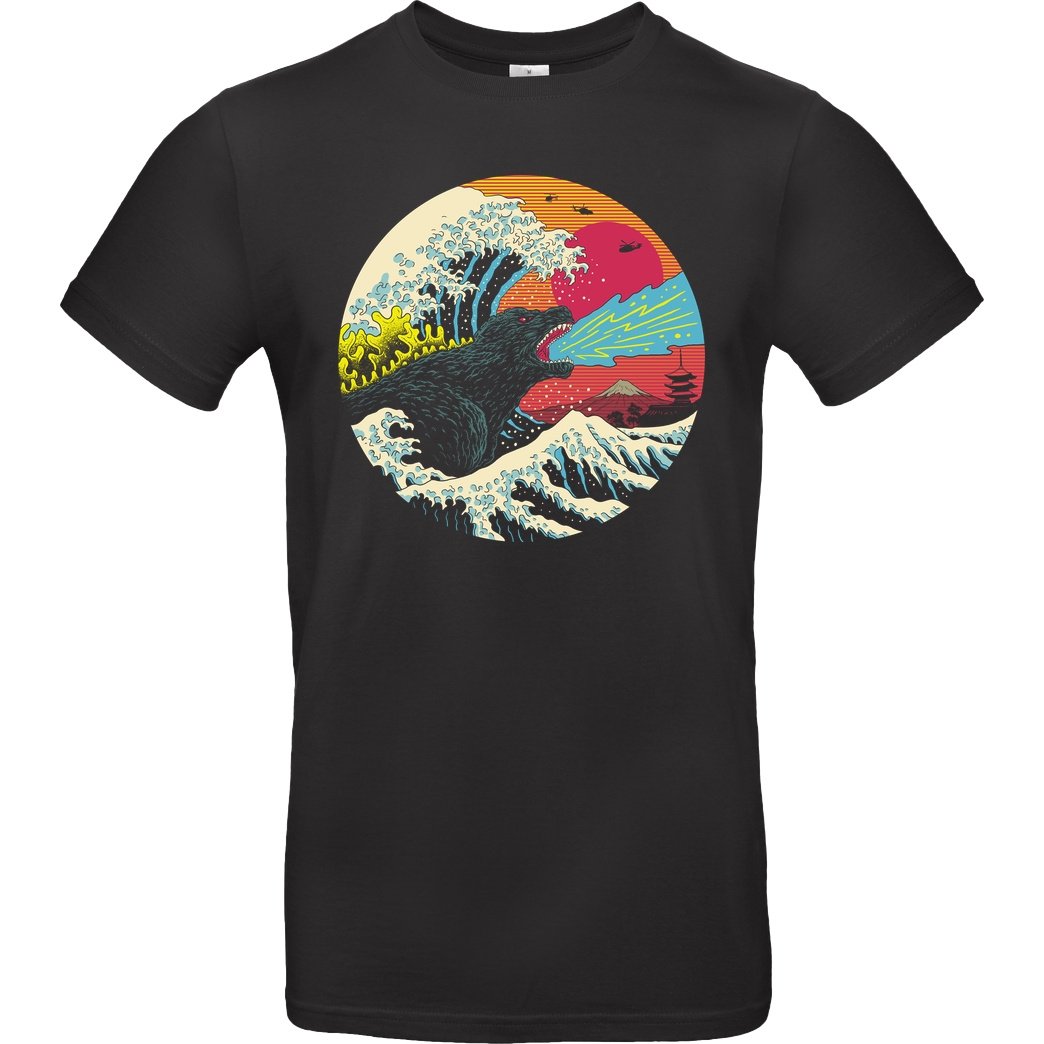 Vincent Trinidad Retro Wave Kaiju T-Shirt B&C EXACT 190 - Schwarz