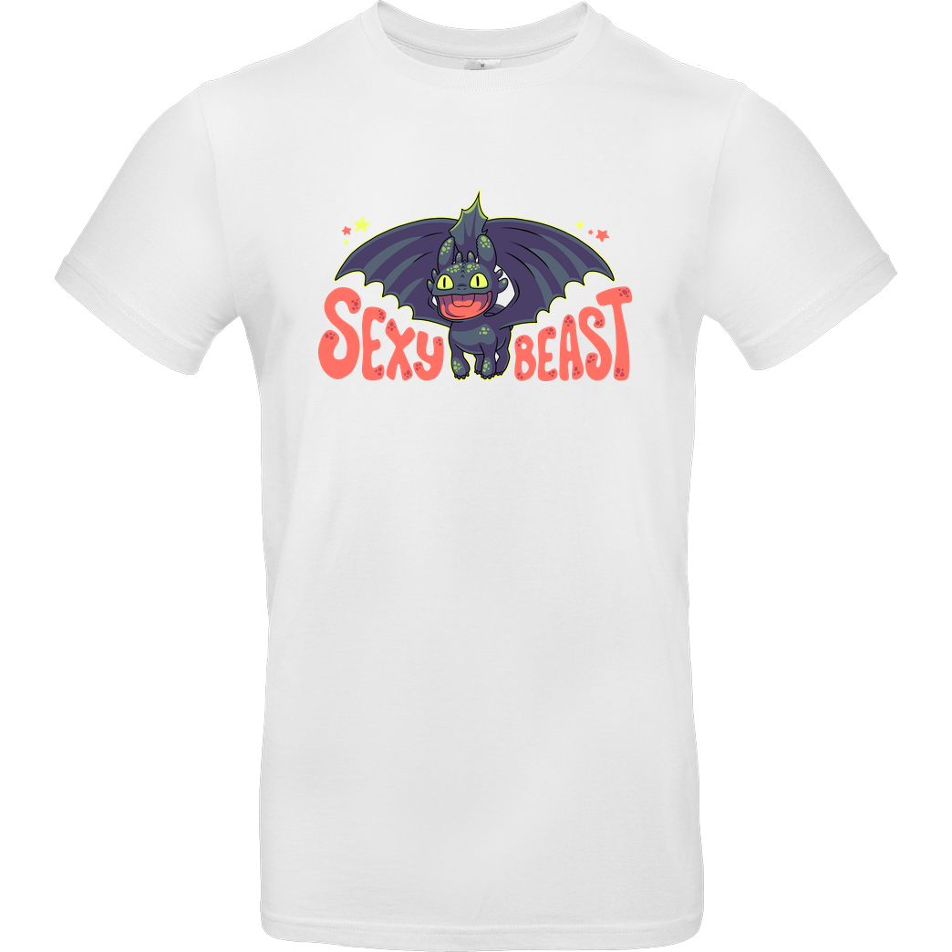 GeekyDog Sexy Beast T-Shirt B&C EXACT 190 - Weiß
