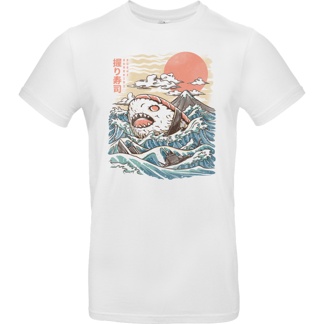 Ilustrata Sharkiri Sushi T-Shirt B&C EXACT 190 - Weiß