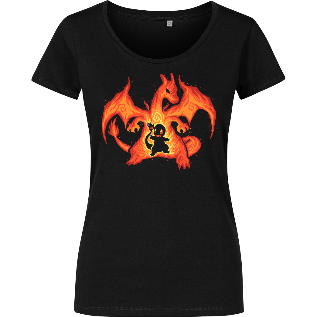 TechraNova The Fire Dragon Within T-Shirt Damenshirt schwarz