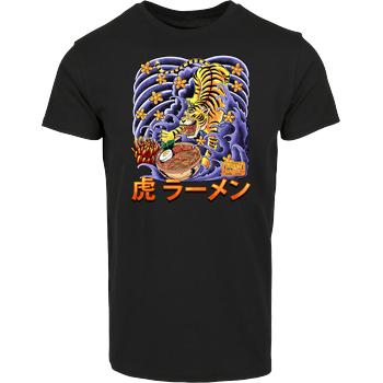 Tiger Ramen Hausmarke T-Shirt  - Schwarz