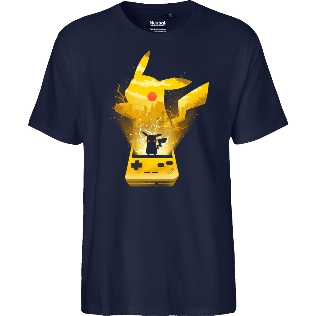 Dandingeroz Yellow Pocket Monster T-Shirt Fairtrade T-Shirt - navy