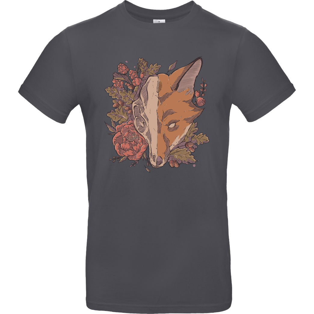 xMorfina Autumn Fox Skull T-Shirt B&C EXACT 190 - Dark Grey