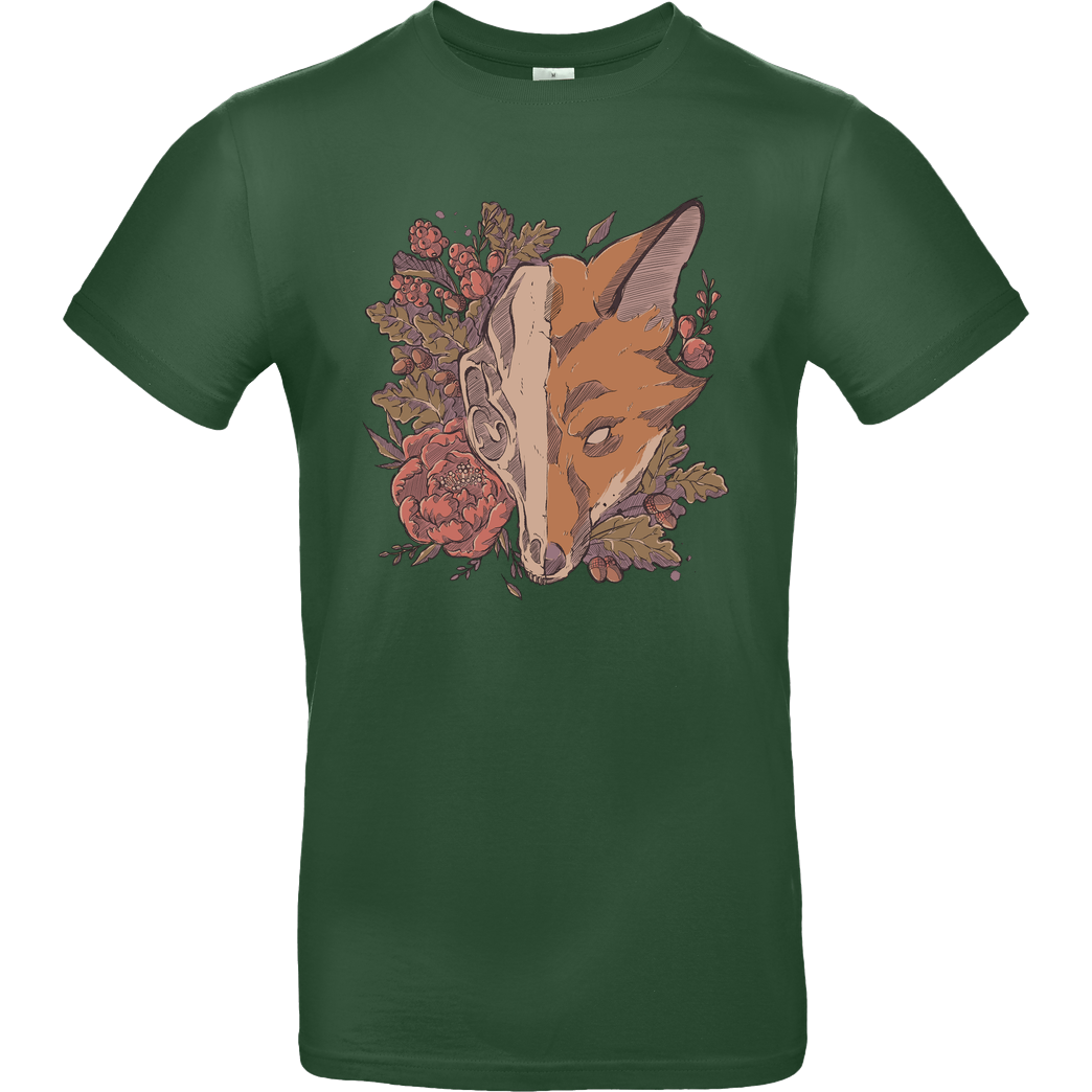 xMorfina Autumn Fox Skull T-Shirt B&C EXACT 190 -  Bottle Green