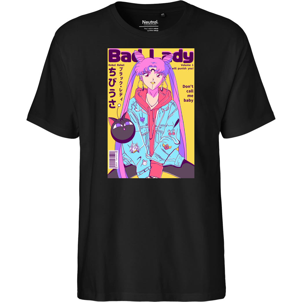 Jelly Pixels Bad Lady T-Shirt Fairtrade T-Shirt - black