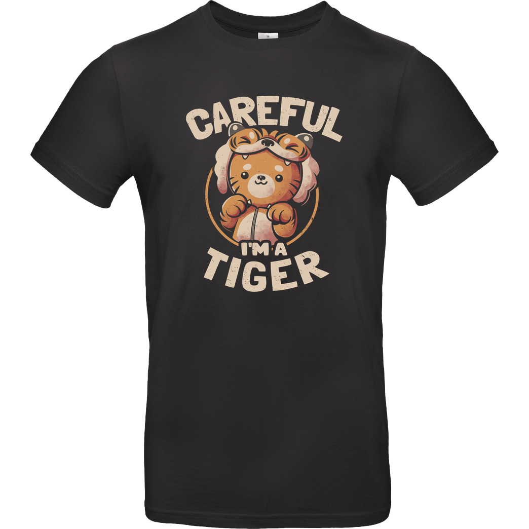 EduEly Careful I'm a Tiger T-Shirt B&C EXACT 190 - Black