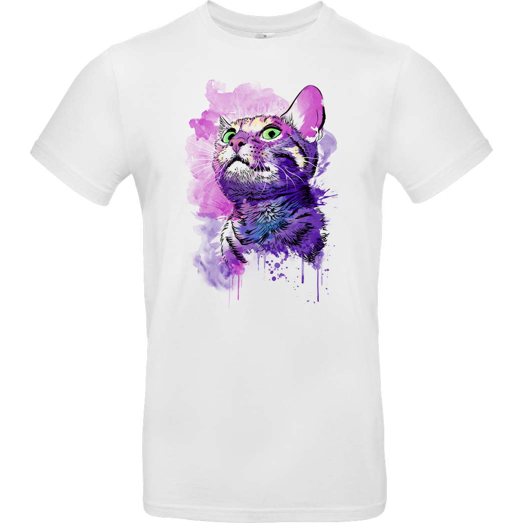 Dr.Monekers Cat Watercolor T-Shirt B&C EXACT 190 -  White
