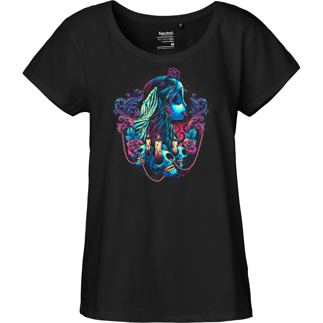 glitchygorilla Colorful Bride T-Shirt Fairtrade Loose Fit Girlie - black