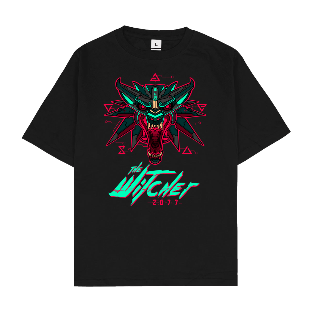 TheTeenosaur Cyber Wolf T-Shirt Oversize T-Shirt - Black