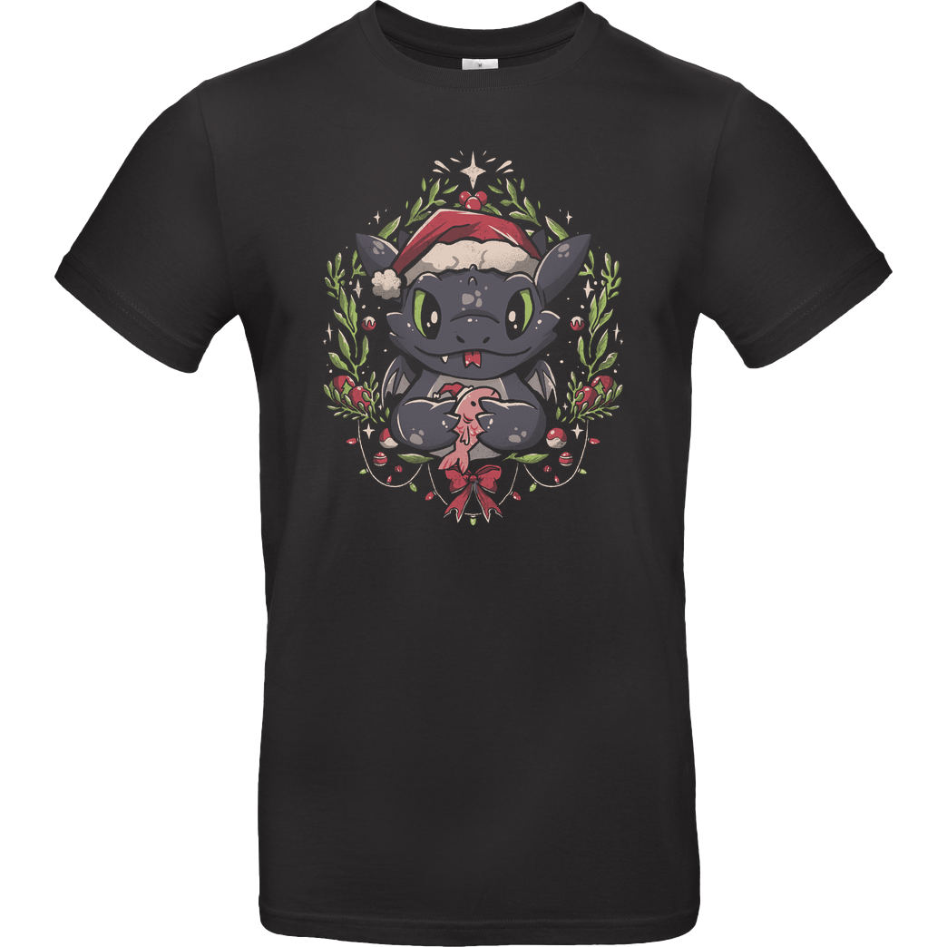 EduEly Dragon Christmas T-Shirt B&C EXACT 190 - Black