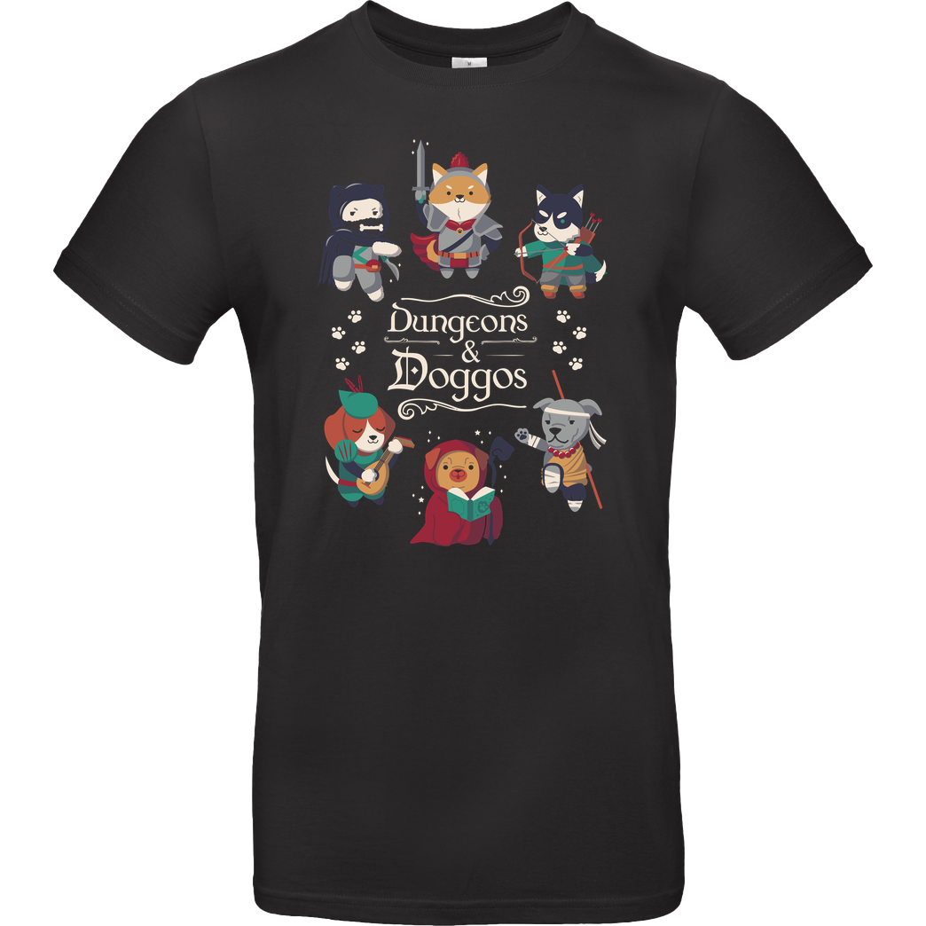 Domichan Dungeons & Doggos T-Shirt B&C EXACT 190 - Black
