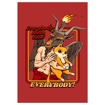 Everybody loves Cats Art Print red