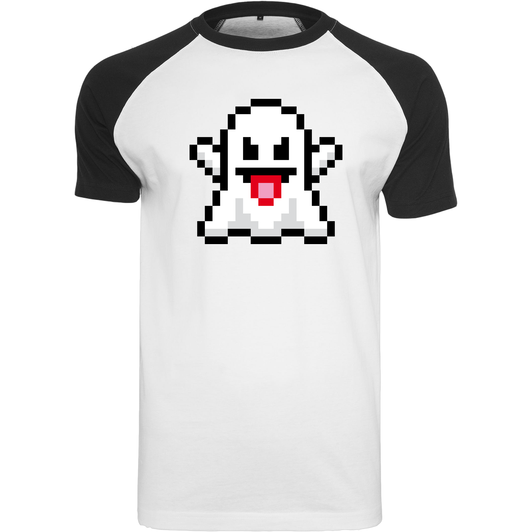 Geek Revolution Ghost T-Shirt Raglan Tee white