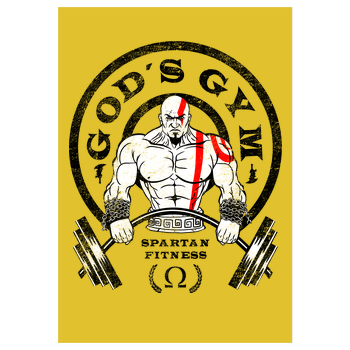 Gods Gym Art Print yellow