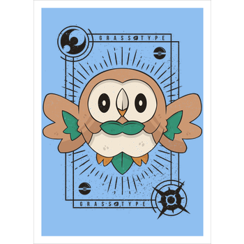 Grass Owl Art Print light blue