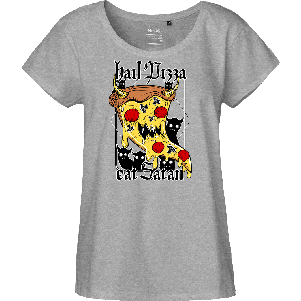 vonKowen Hail Pizza! Eat Satan! T-Shirt Fairtrade Loose Fit Girlie - heather grey