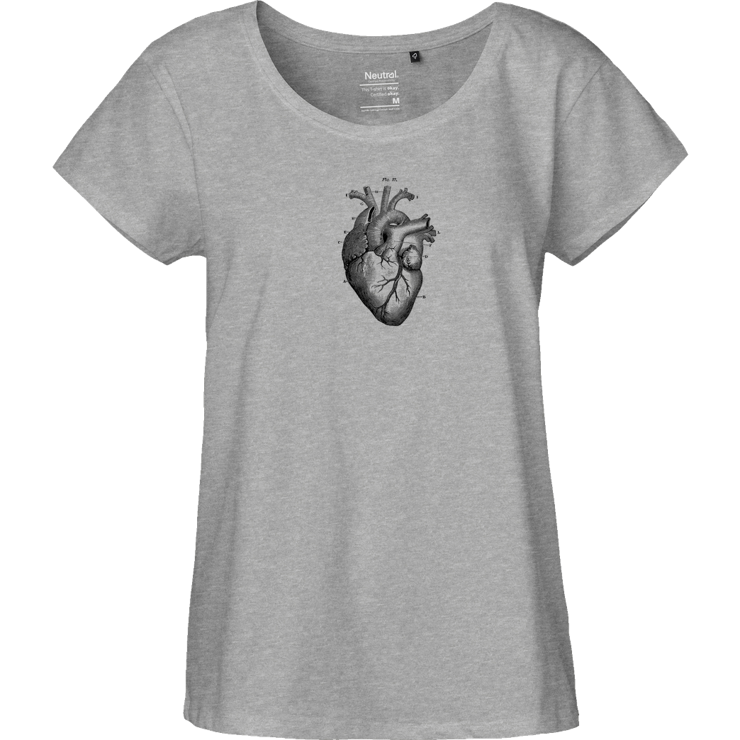 Mindsparkcreative Herz T-Shirt Fairtrade Loose Fit Girlie - heather grey