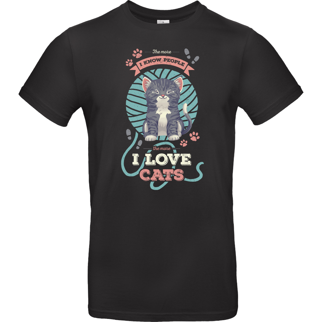 GeekyDog I Love Cats T-Shirt B&C EXACT 190 - Black