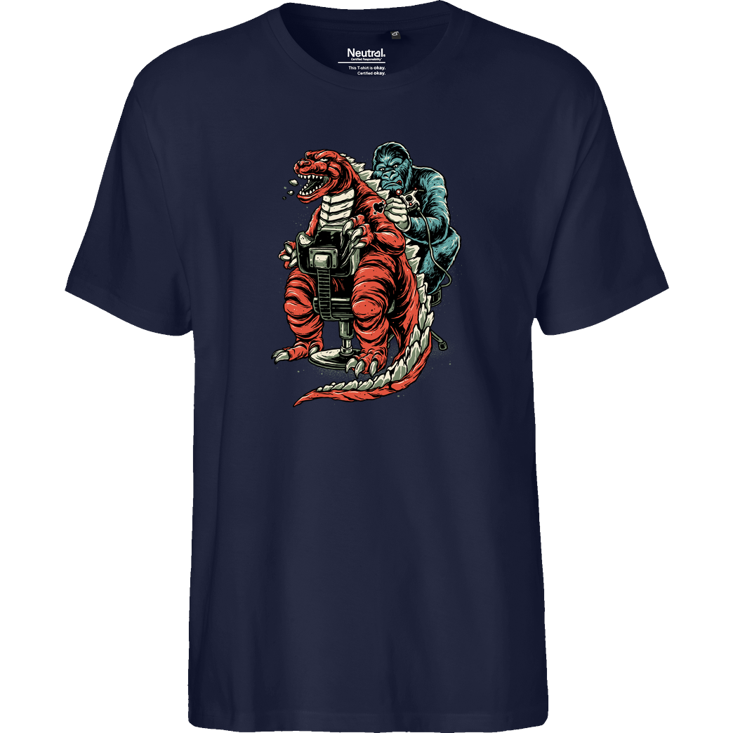 glitchygorilla Ink Monster T-Shirt Fairtrade T-Shirt - navy