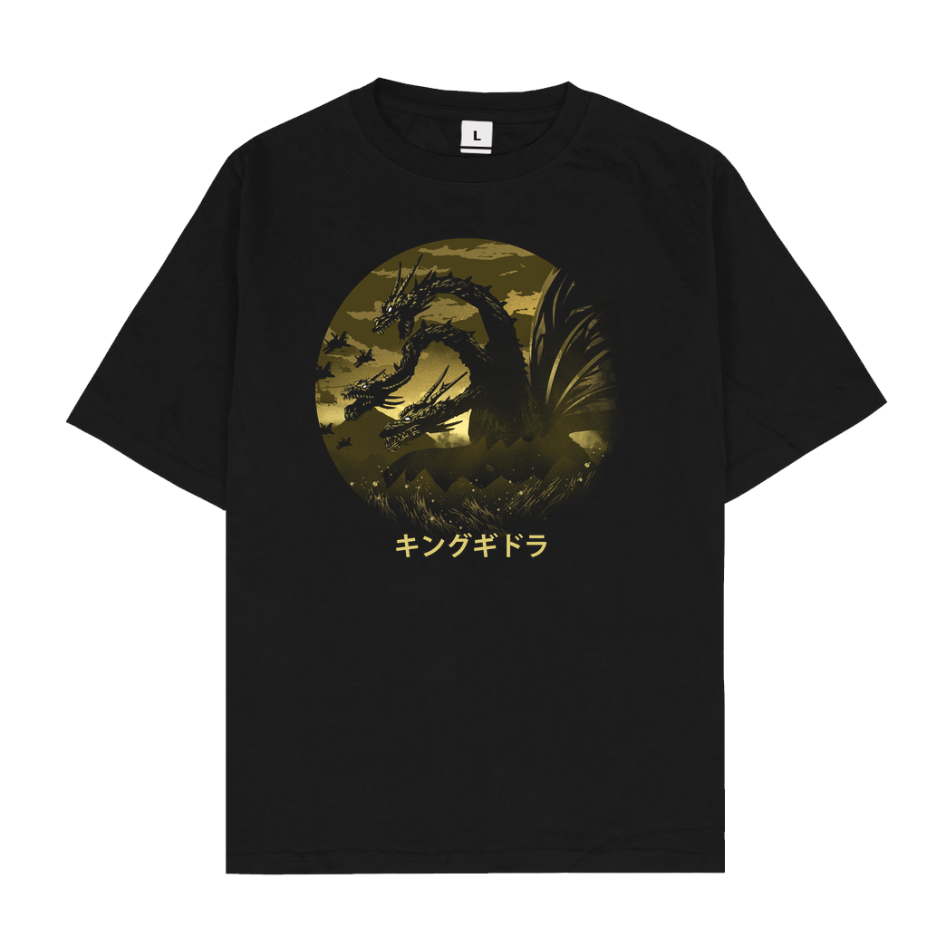 Dandingeroz Kaiju King Hydra T-Shirt Oversize T-Shirt - Black