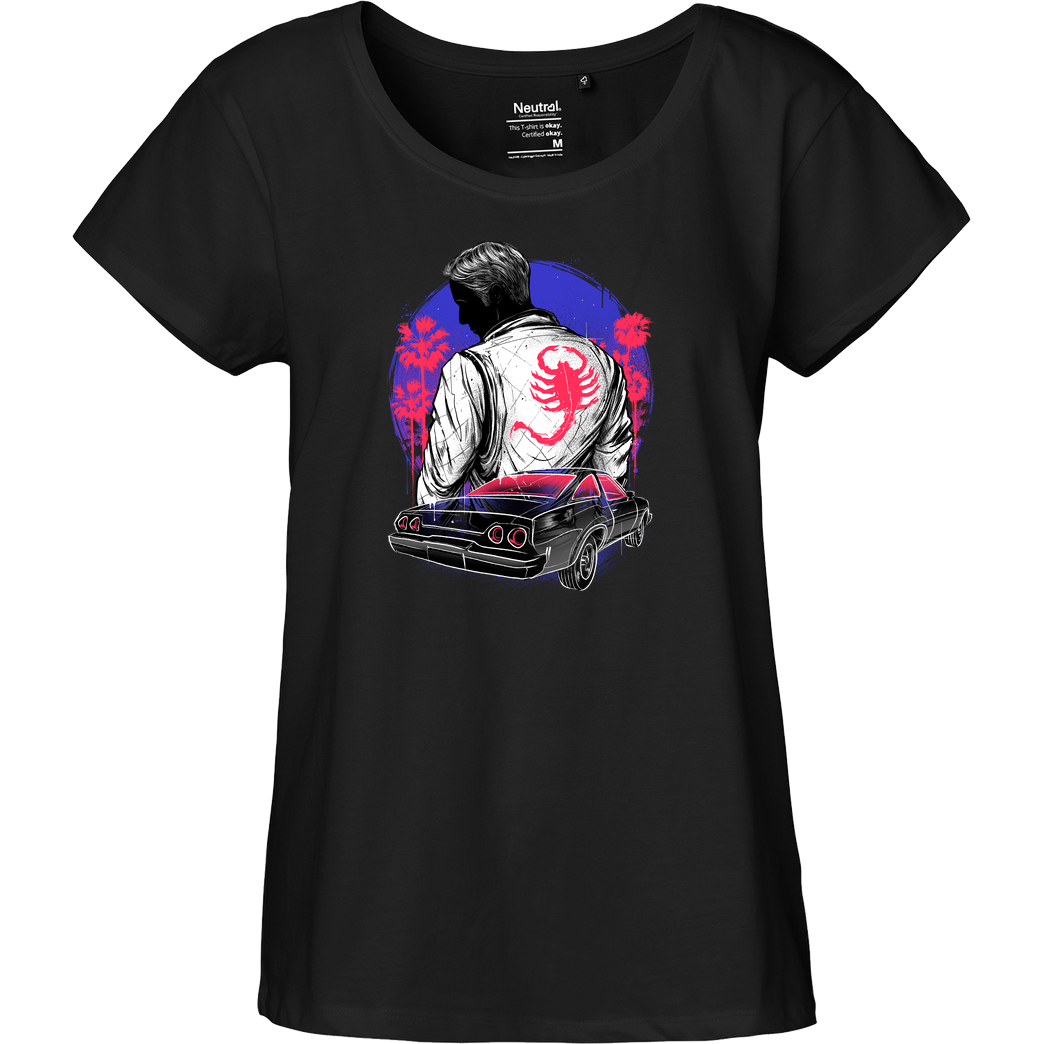 glitchygorilla Outrun the night T-Shirt Fairtrade Loose Fit Girlie - black