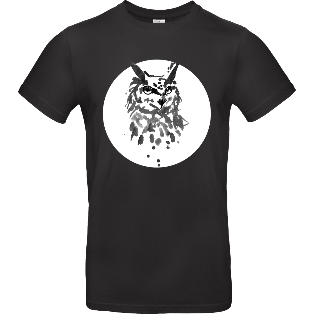 Péchane owl on white T-Shirt B&C EXACT 190 - Black