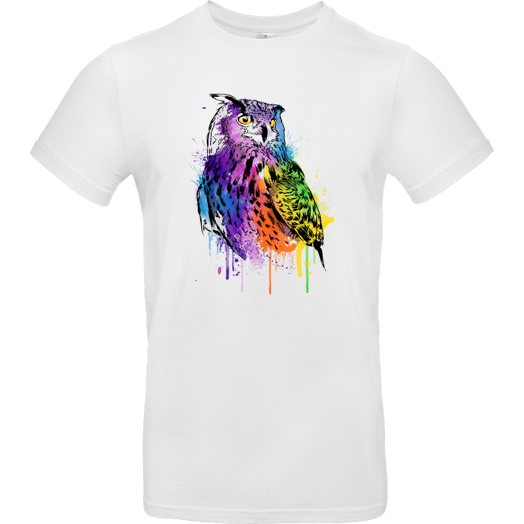 Dr.Monekers Owl Watercolor T-Shirt B&C EXACT 190 -  White