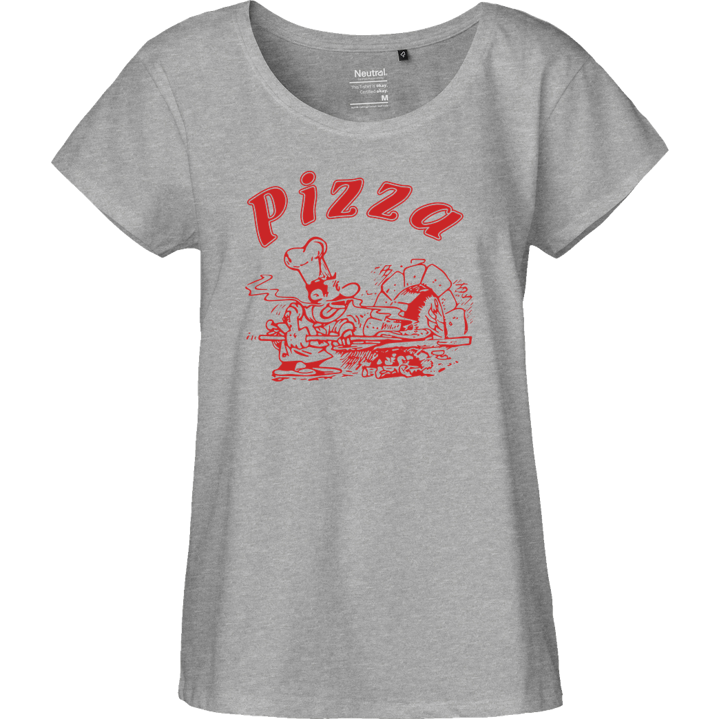 Geek Revolution Pizza T-Shirt Fairtrade Loose Fit Girlie - heather grey