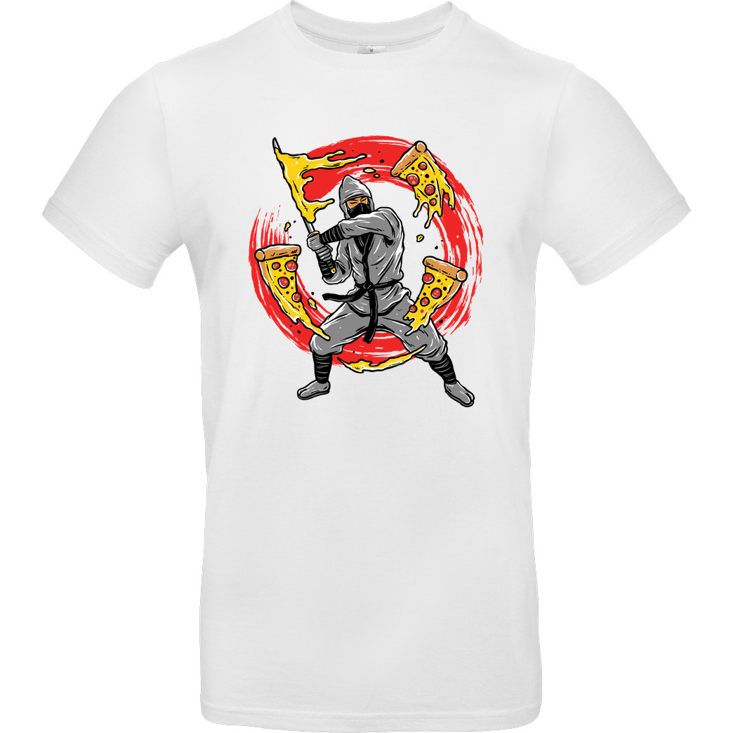 glitchygorilla Pizza Ninja T-Shirt B&C EXACT 190 -  White