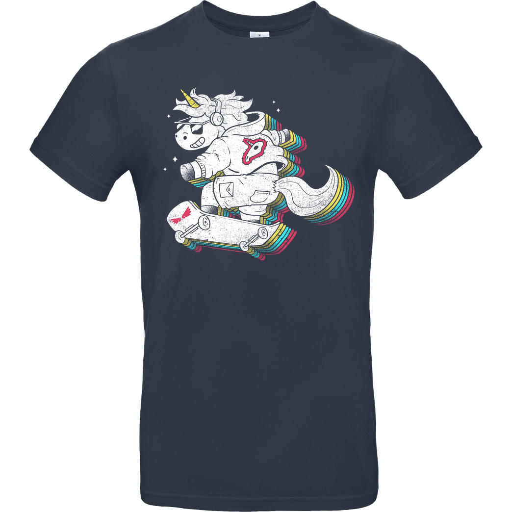 EduEly Rainbow Skate Unicorn T-Shirt B&C EXACT 190 - Navy