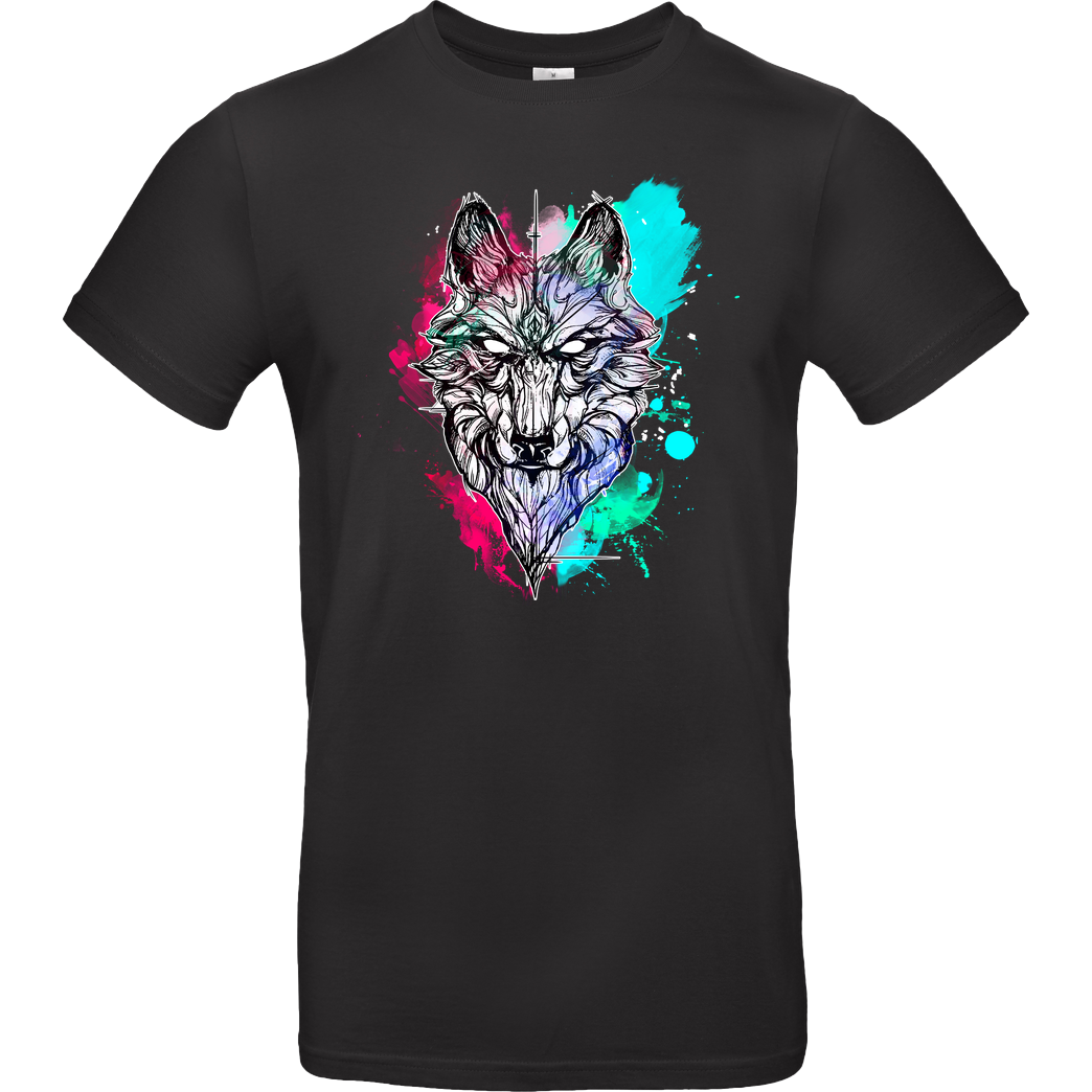 Mien Wayne Rainbow Wolf T-Shirt B&C EXACT 190 - Black