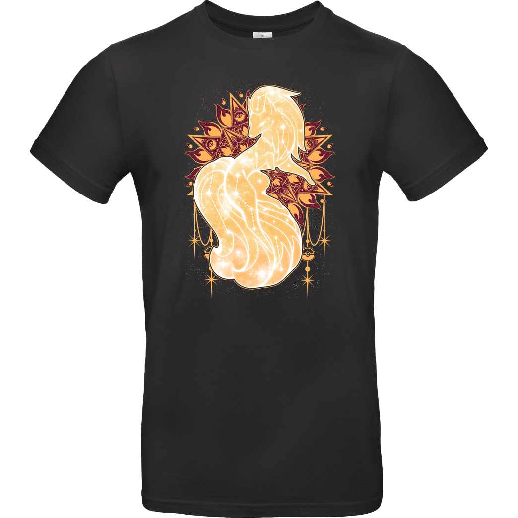 ChocolateRaisinFury Starry Fire Kitsune T-Shirt B&C EXACT 190 - Black