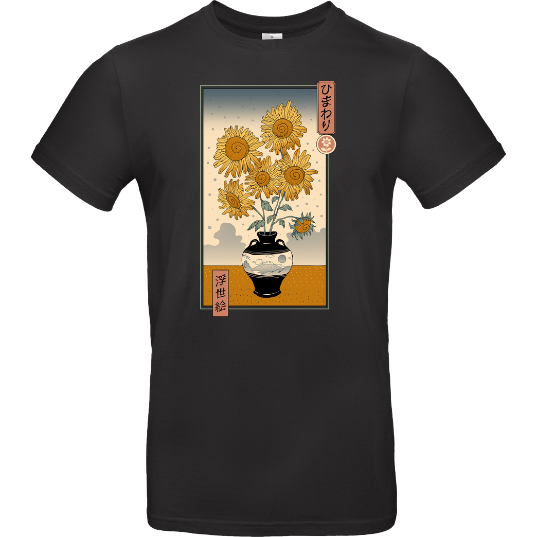 Vincent Trinidad Sunflower Ukiyo-e T-Shirt B&C EXACT 190 - Black