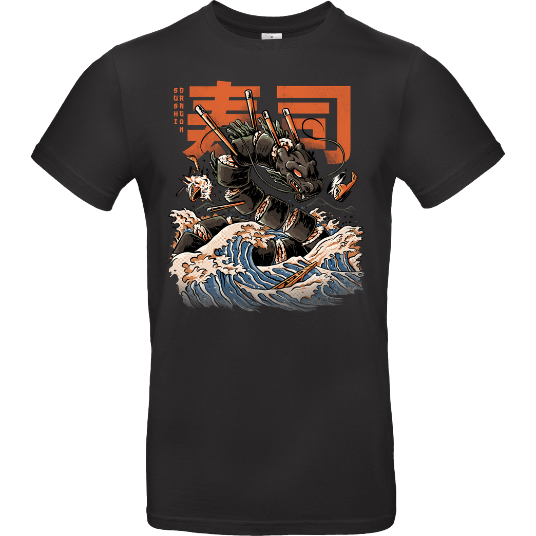 Ilustrata Sushi Dragon T-Shirt B&C EXACT 190 - Black