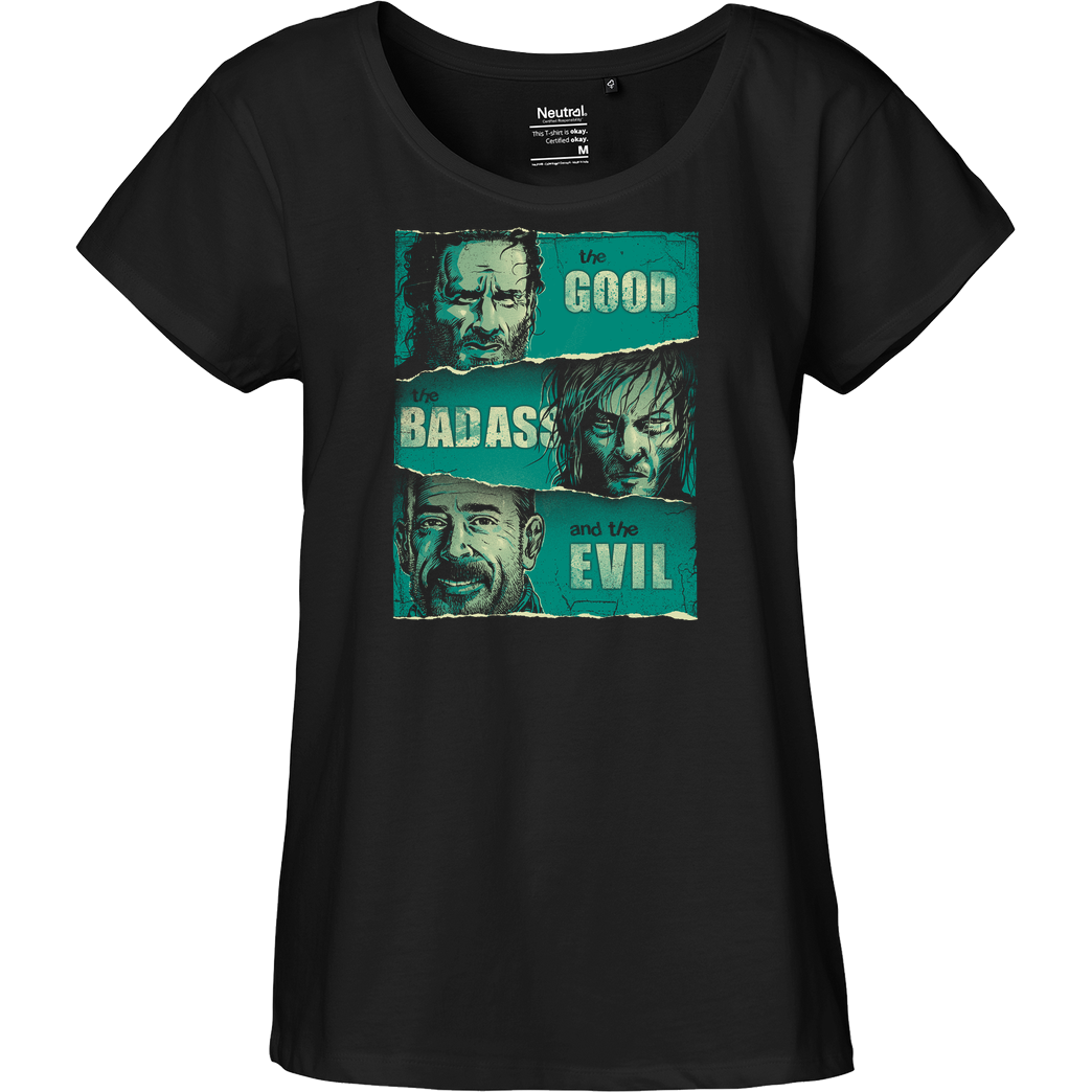 Rico Mambo The Good, The Badass and the Evil T-Shirt Fairtrade Loose Fit Girlie - black