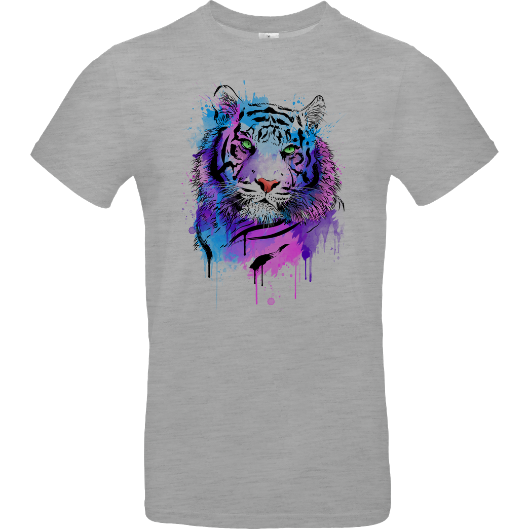 Dr.Monekers Tiger Watercolor T-Shirt B&C EXACT 190 - heather grey