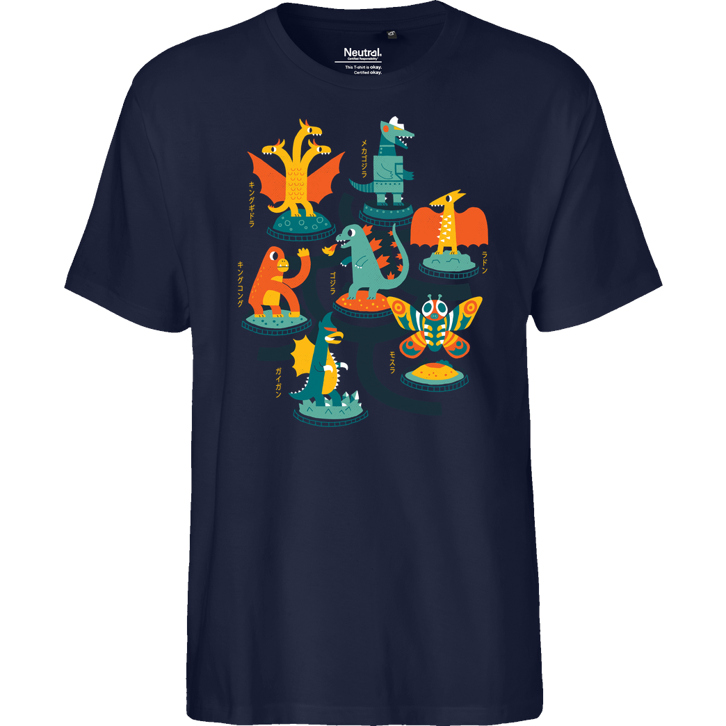 DinoMike Tokyo Zoo T-Shirt Fairtrade T-Shirt - navy