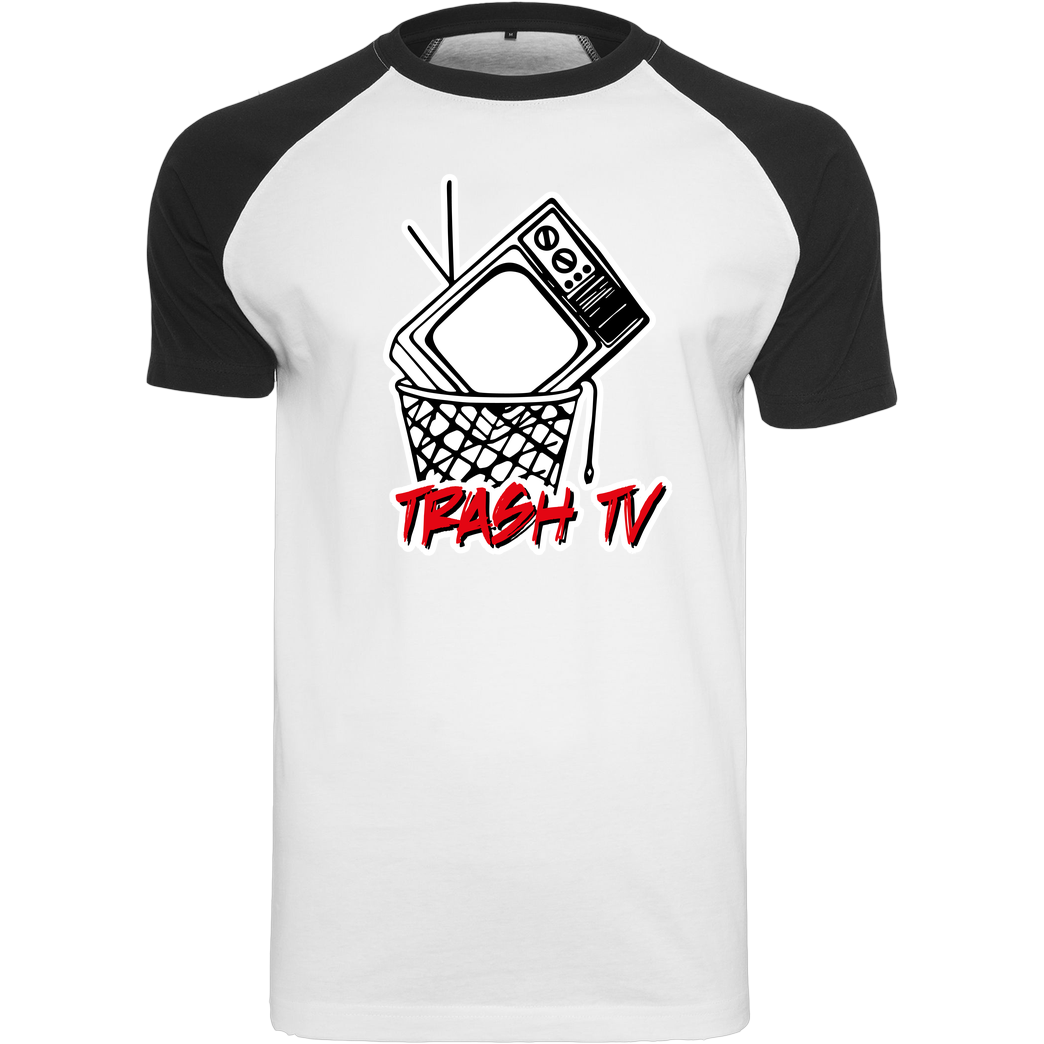 Geek Revolution Trash TV T-Shirt Raglan Tee white