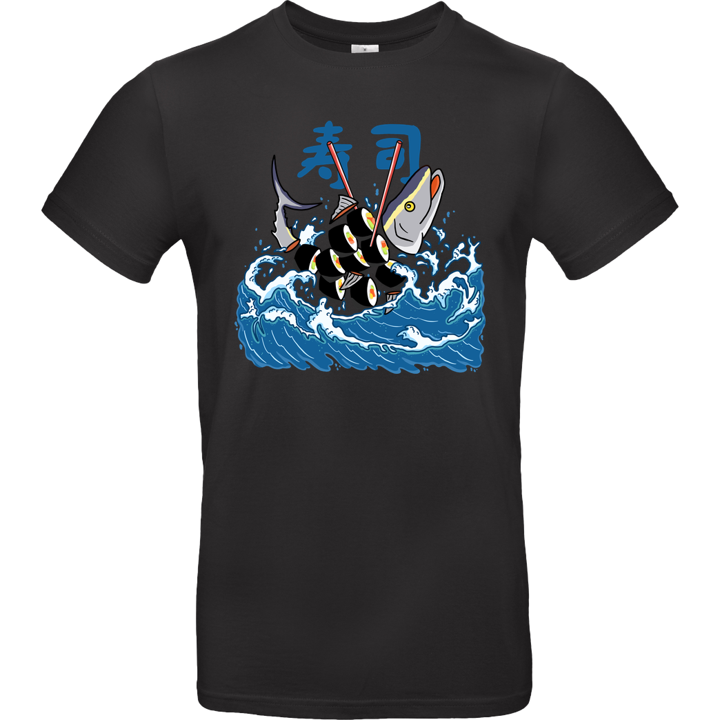 Kimprut Tuna Sushi in the Wave T-Shirt B&C EXACT 190 - Black